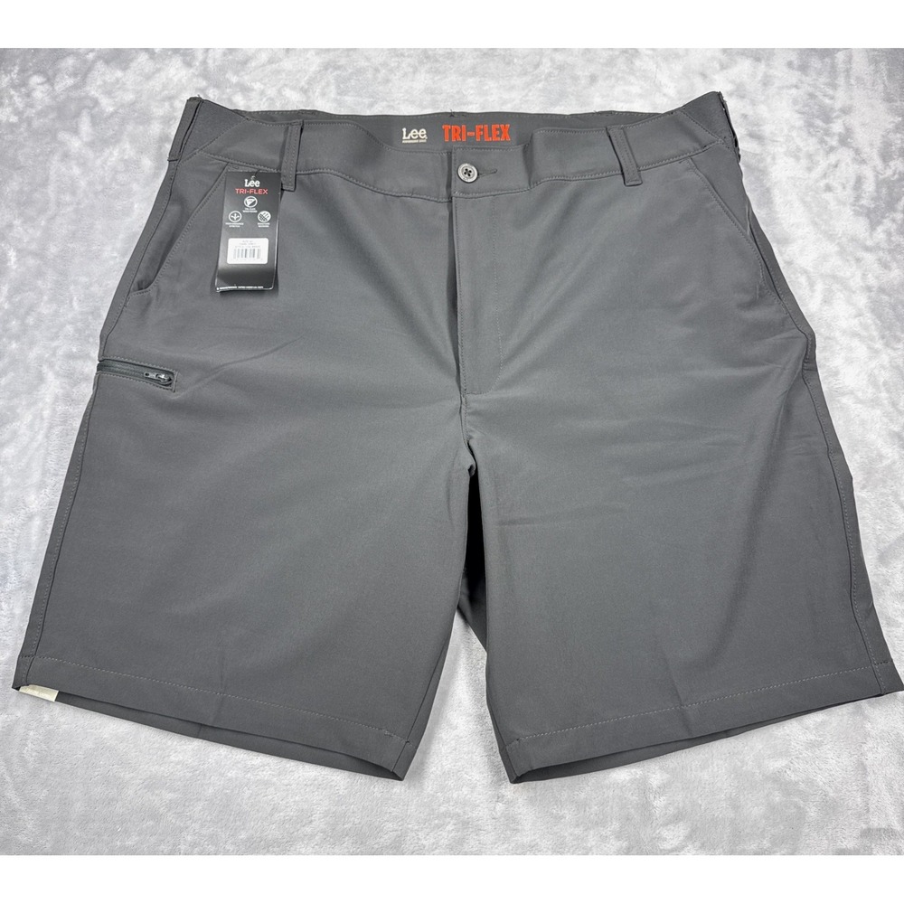 LEE TRI-FLEX Performance Series Shorts Mens 42 Dark Grey Stretch Wicking NWT